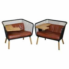 PAIR OF LARGE DESIGNER RRP €8,800 THOMAS BERNSTRAND HONKEN BLA STATION ARMCHAIRS