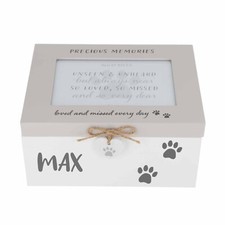 Personalised Dog Keepsake Box - Pet Memorial Box - Wooden Memory Box Photo Frame