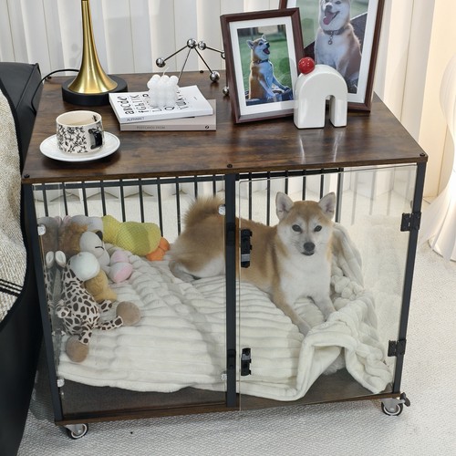 Wheeled dog cage clear - cage,