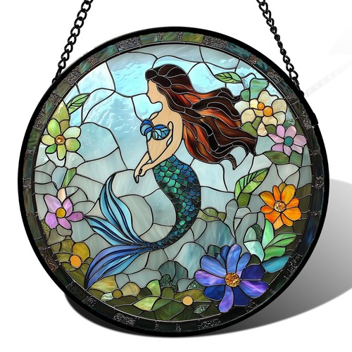 Light blue mermaid stained - blue,