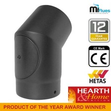 45 Degree Bend With Door Vitreous Enamel Matt Black Stove Flue