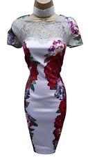 10 UK Coast Stefana Floral Rose Print Lace Pencil Dress Wedding Guest Occasion