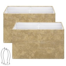 Rustic Rectangle Lamp Shades Set of 2, Large Faux Leather Lampshades for Tabl...