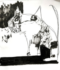 Naive Dog Drawing Black Ink