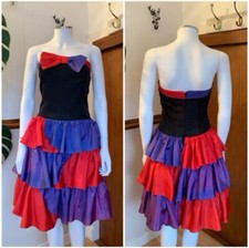 1980s Strapless Red Black