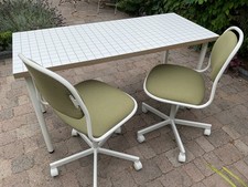 IKEA  lagkapten desk /table , white with anthracite check design.Desk Only .