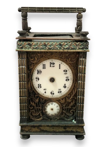 Vintage bronze carriage clock - bronze,