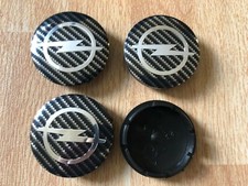 4x Opel Wheel Centre Cap Alloy Center Caps 3D 56mm Black / Silver Carbon Fiber