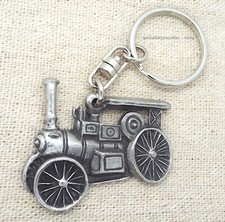 Traction Steam Engine Pewter Keyring