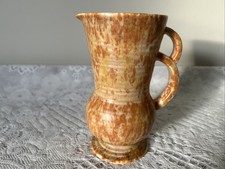 Art Deco Crown Devon Pottery Drip Glaze Ribbed Jug
