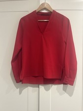 ZARA Basic Red V-Neck Blouse