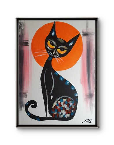 Black cat sunset - black,