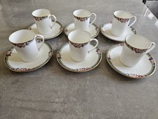 Royal Doulton Orchard Hill Fine Bone China Coffee Cups Saucers Set of 6 Vintage