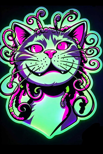 Cat print bright colourful - cat,