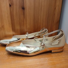 Marks & Spencer Girls Gold Synthetic Flat Ballerina Shoes - M&S size 6 UK New