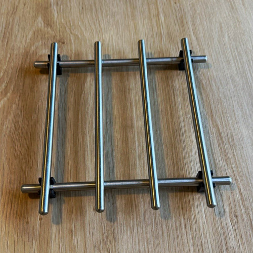 Small silver metal trivet - silver, hot