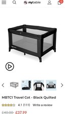 Portable Travel Cot Baby Bed with Mattress Mesh Sides Lightweight Foldable