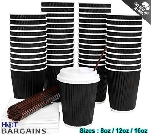 Black paper cups - black,