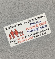 8 x Parent and Child Parking Space Stickers Car Parked Pushchair Baby Signs