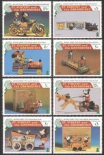 St Vincent 1995 Disney/Mickey/Toys/Trains/Motorcycle/Christmas 8v set (n19913)