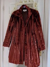 NEXT velvet fur style brown  Bronzed copper Long vintage style  Coat 10 12 14