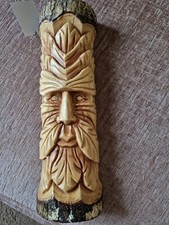 hand carved Green Man & angels