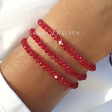 3 Gift Set Top Quality Crystal Beads Bracelets Red Glass Faceted Elastic Stretch