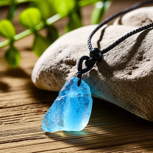 Raw aquamarine pendant - aquamarine,
