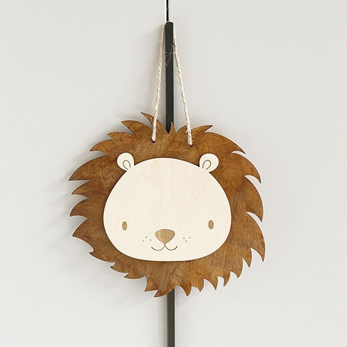 Wooden cartoon lion decoration - wooden,