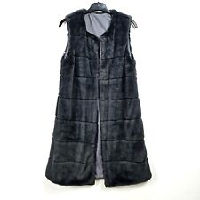 Faux Fur Longline Lightweight Sleeveless Gilet Body Warmer - Dark Grey - Small