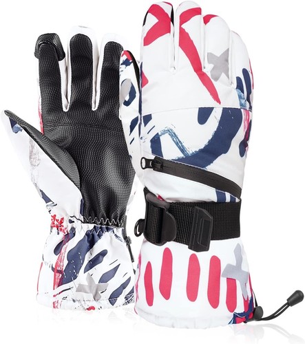 Atercel white pink ski gloves - pink,