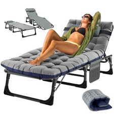 5 Adujustable Position Folding patio chaise lounge chair Pool Sun Recliner