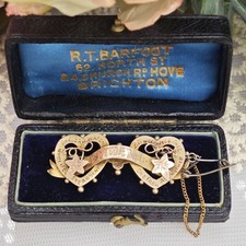 Antique Victorian 9ct Gold Mizpah Brooch Sweetheart Vintage Box Pin 9k Christian