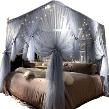 Joyreap 4 Corners Post Canopy Bed Curtain for Girls & Adults - Royal Luxurious C