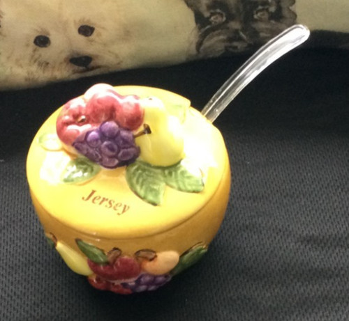 Vintage lidded ceramic jam - ceramic,
