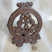 Antique Ornate Cast Iron Trivet Stand Stove Fireplace Original Cleaned & Waxed 