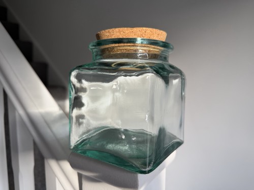 Vintage green glass jar with - vintage,
