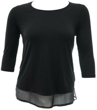Black Stretch Top Chiffon Hem