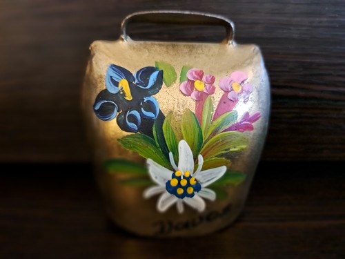 Antique painted cow bell - antique,