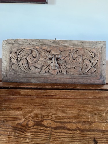 Antique oak panel carving - antique,