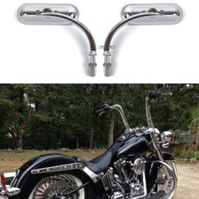 For Harley Davidson Softail Deluxe Pair Chrome Oval Motorcycle Rearview Mirrors