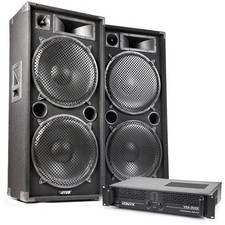 MAX215 Dual 15" Passive DJ PA Speaker Kit with Amplifier - 3000W