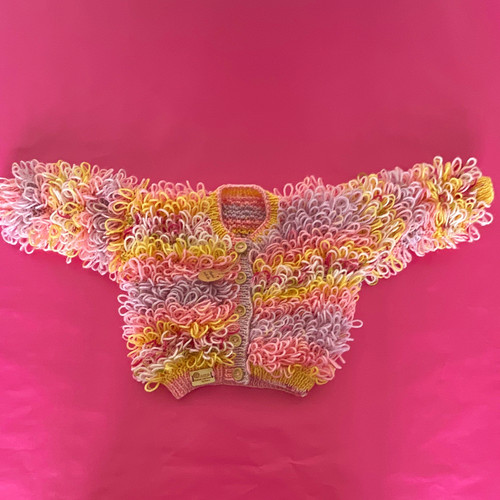 Pink yellow knit wool loop - knit,