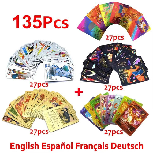 165pcs gold pokemon cards - 30-165pcs,