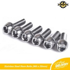 Stainless Steel STEM BOLTS MTB Road Hybrid BMX Bikes Cycles M6 6mm x 20mm Screw