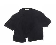 Womens Black V-Neck Cotton Blend Cardigan Size 14