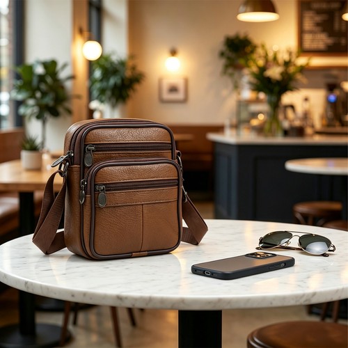 Mens cow leather sling - mens, bag