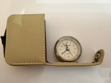 Mini Travel Clock In Leather