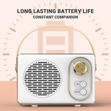 White Portable Speaker Cute Old Fashion Style Wireless Stereo Sound 500mAh Retro