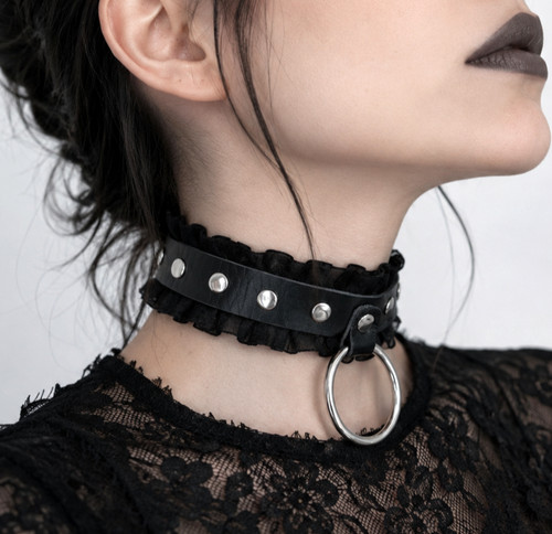 Punk gothic lace choker black - choker,